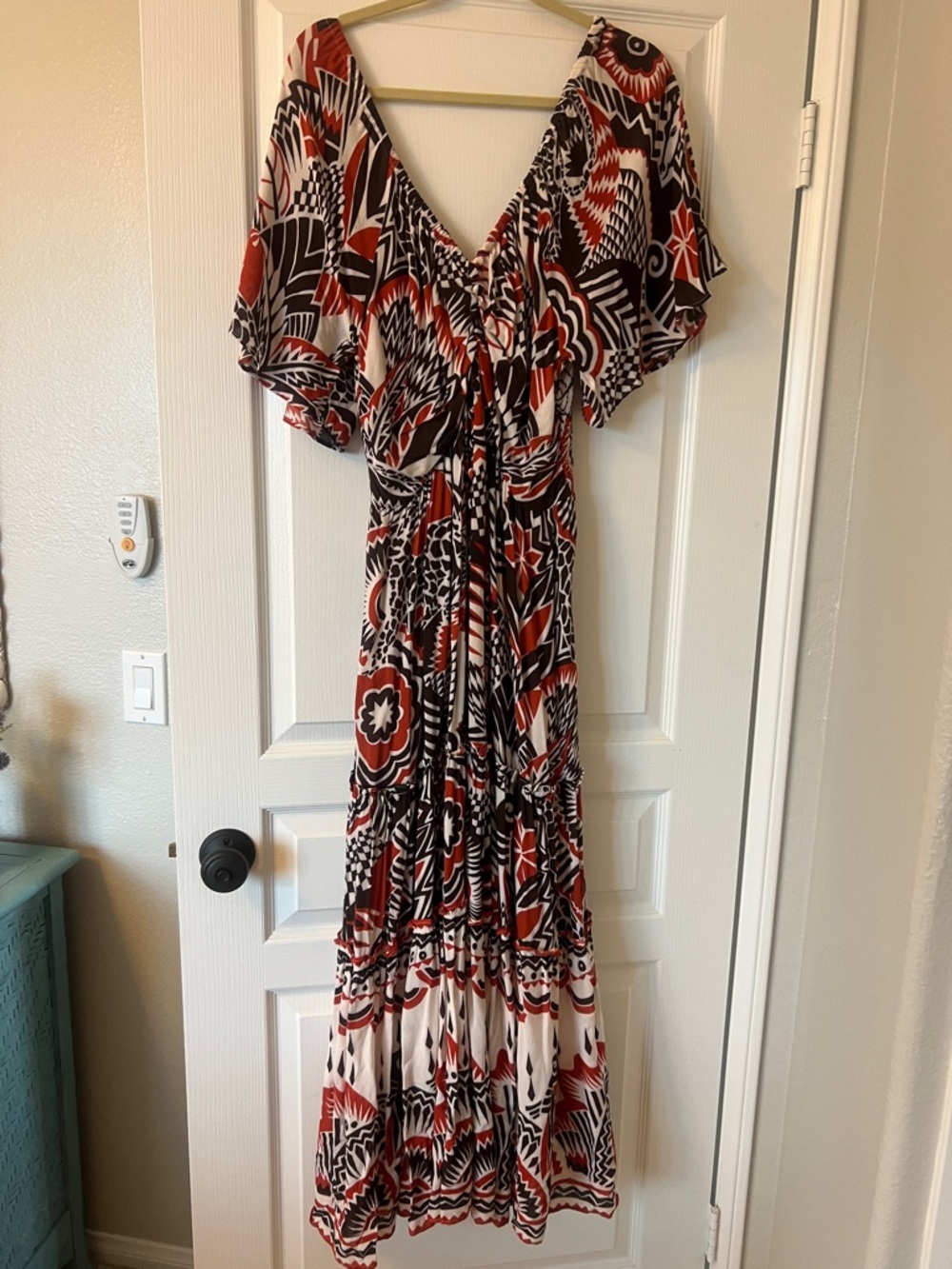 NWOT Anthropologie Printed V‑Neck Maxi Dress Size Large